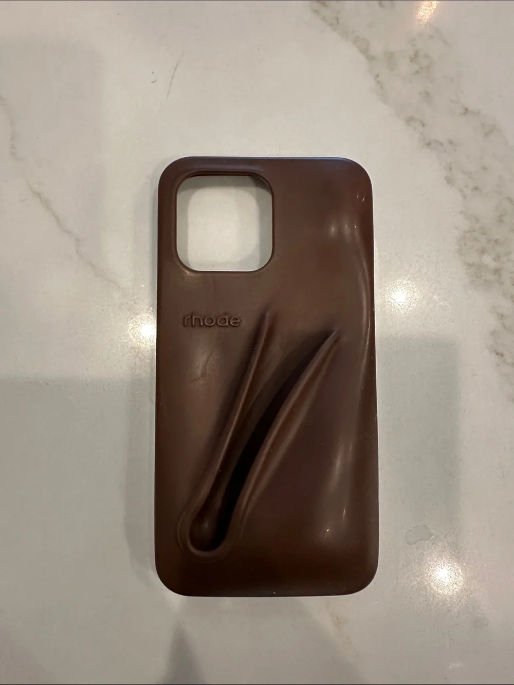 RHODE Chocolate Brown Silicone Phone Case with Built-In Finger Groove